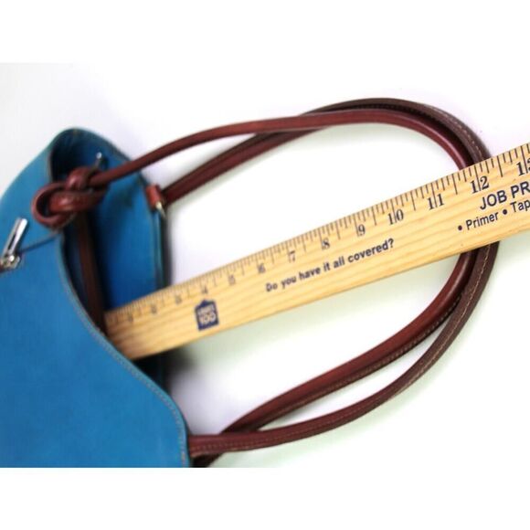 Florence BLUE GENUINE LEATHER BROWN TRIM SHOULDER BAG CONVERTIBLE BACKPACK PURSE